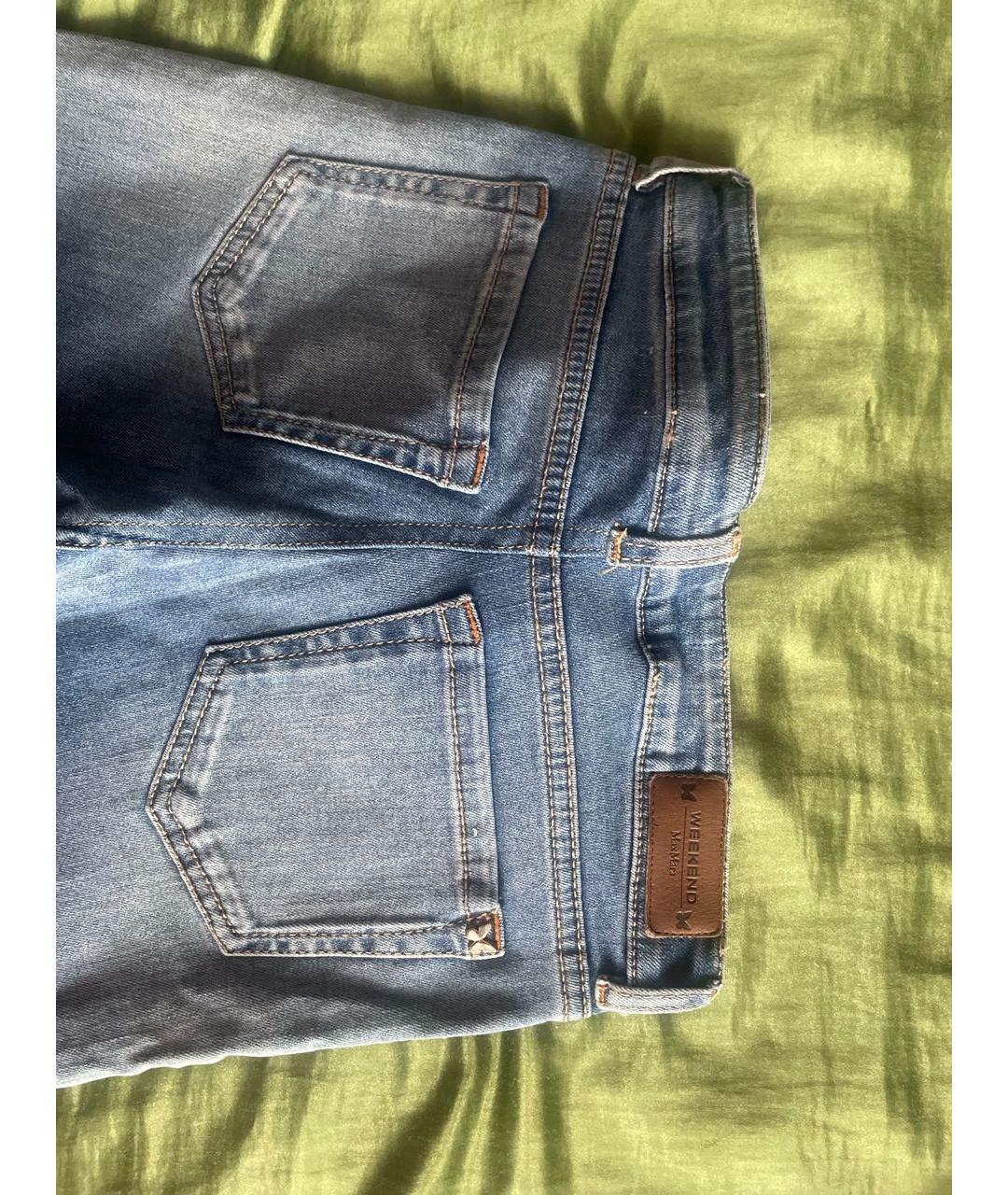 WEEKEND MAX MARA Голубые хлопковые джинсы слим, фото 5