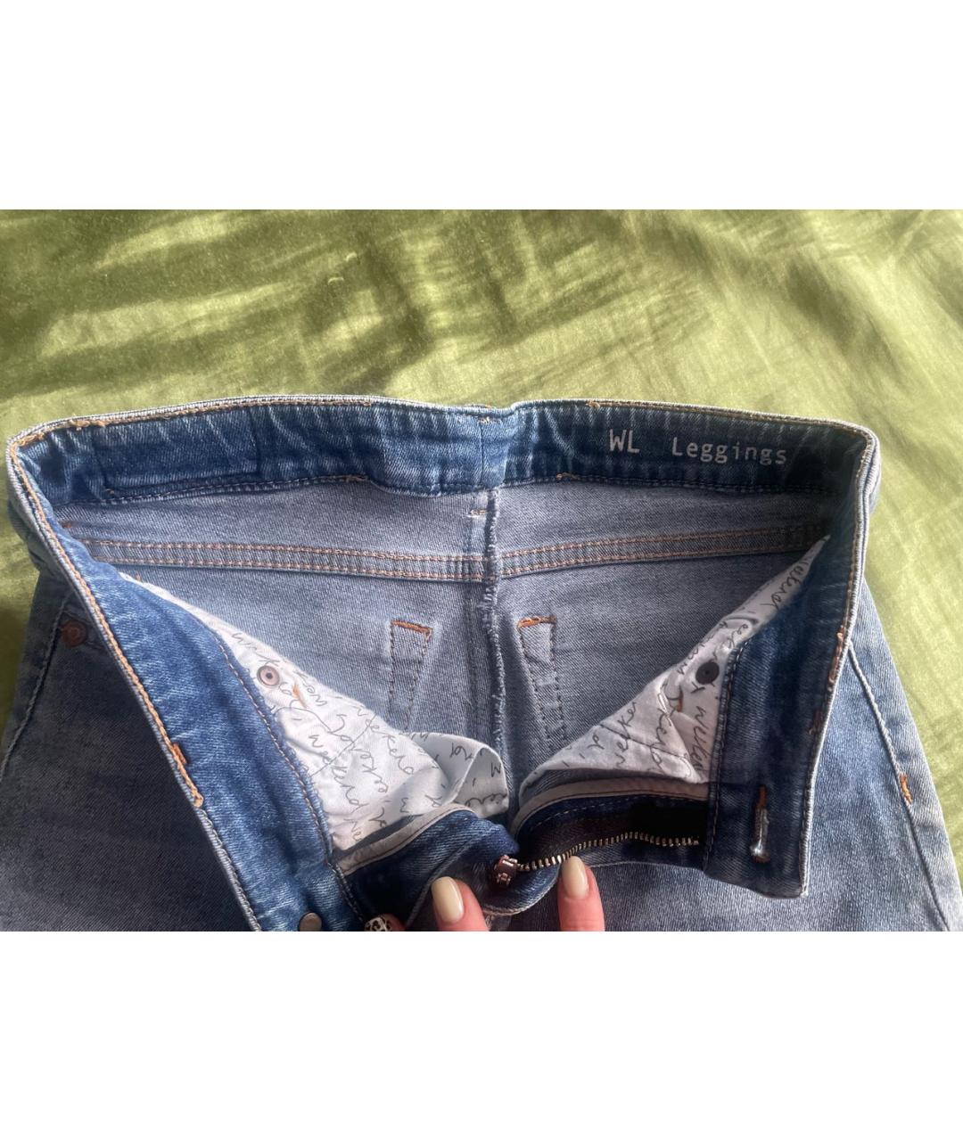 WEEKEND MAX MARA Голубые хлопковые джинсы слим, фото 3