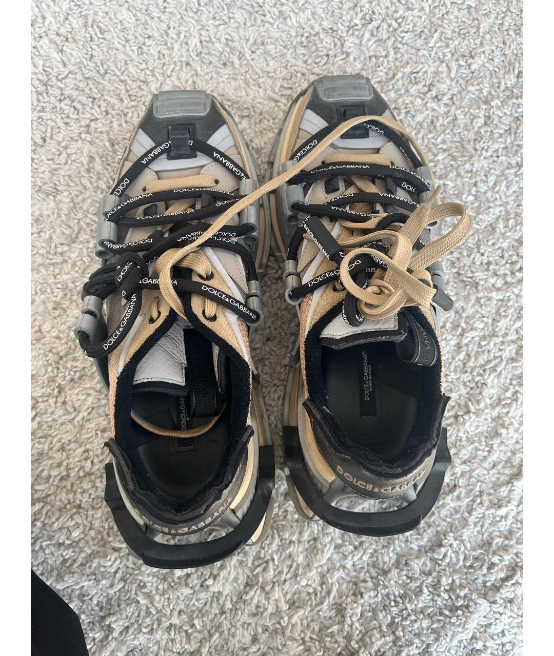 DOLCE&GABBANA Коричневые кожаные низкие кроссовки / кеды, фото 3