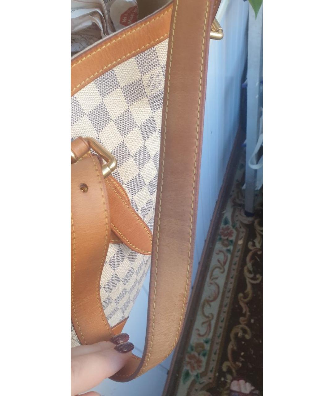 LOUIS VUITTON Белая кожаная сумка тоут, фото 6