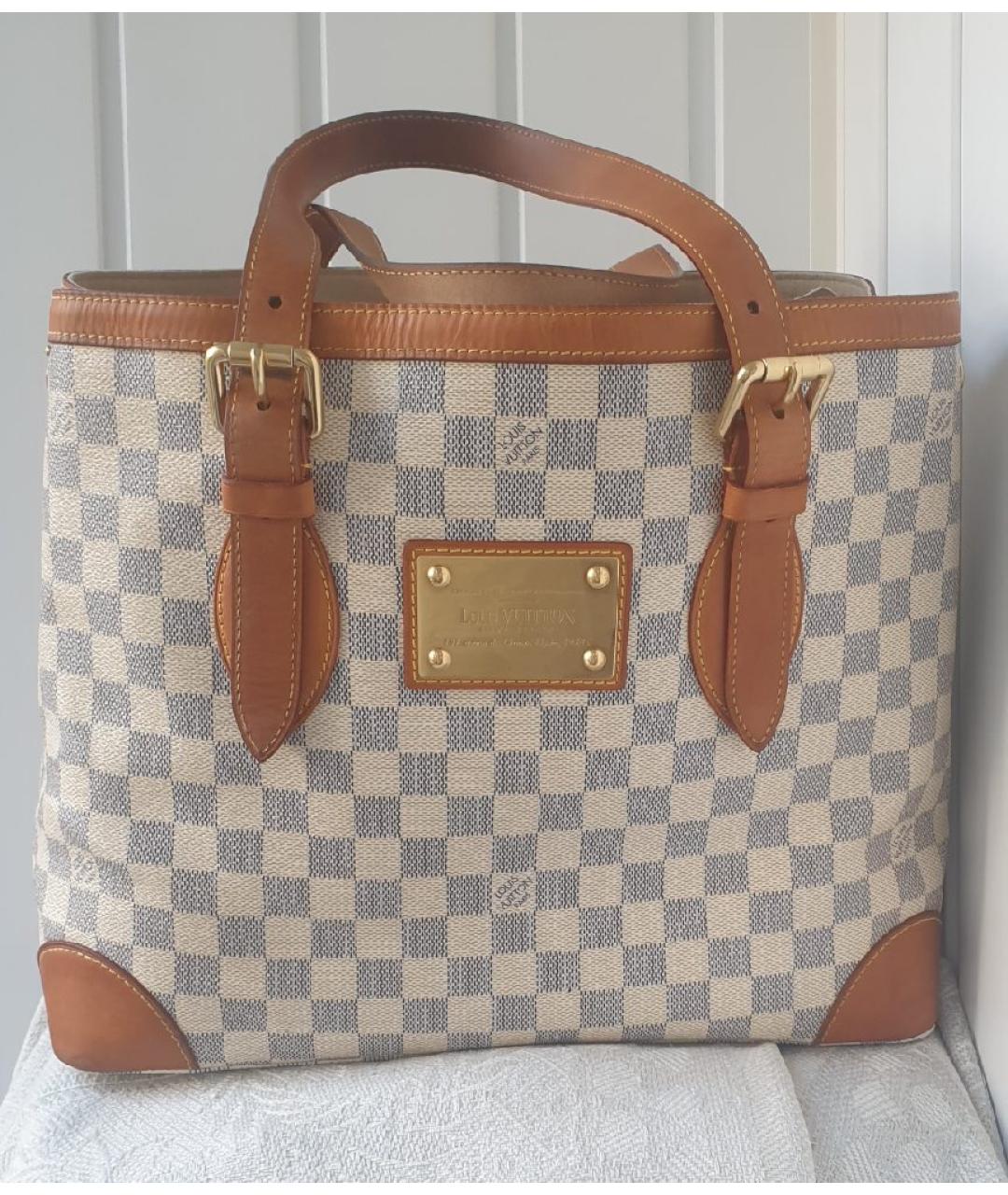 LOUIS VUITTON Белая кожаная сумка тоут, фото 10