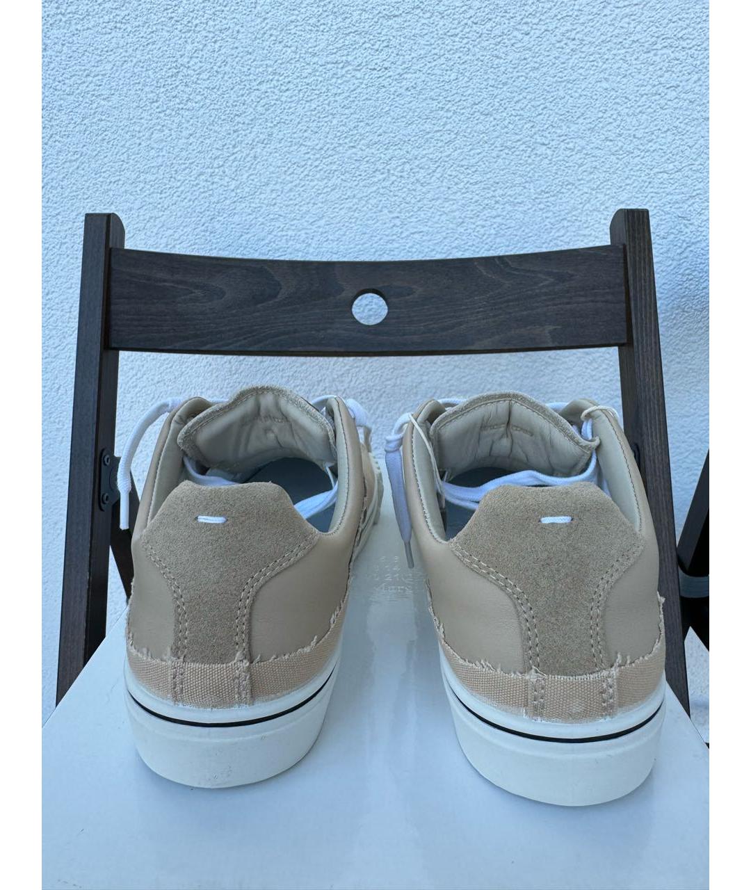 MAISON MARGIELA Бежевые кожаные кеды, фото 4