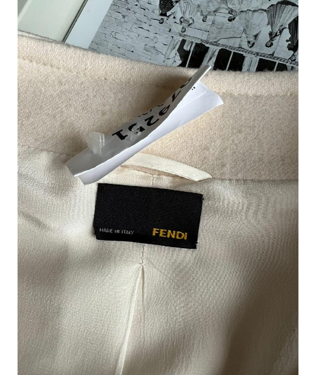 FENDI Бежевое полиамидовое пальто, фото 6