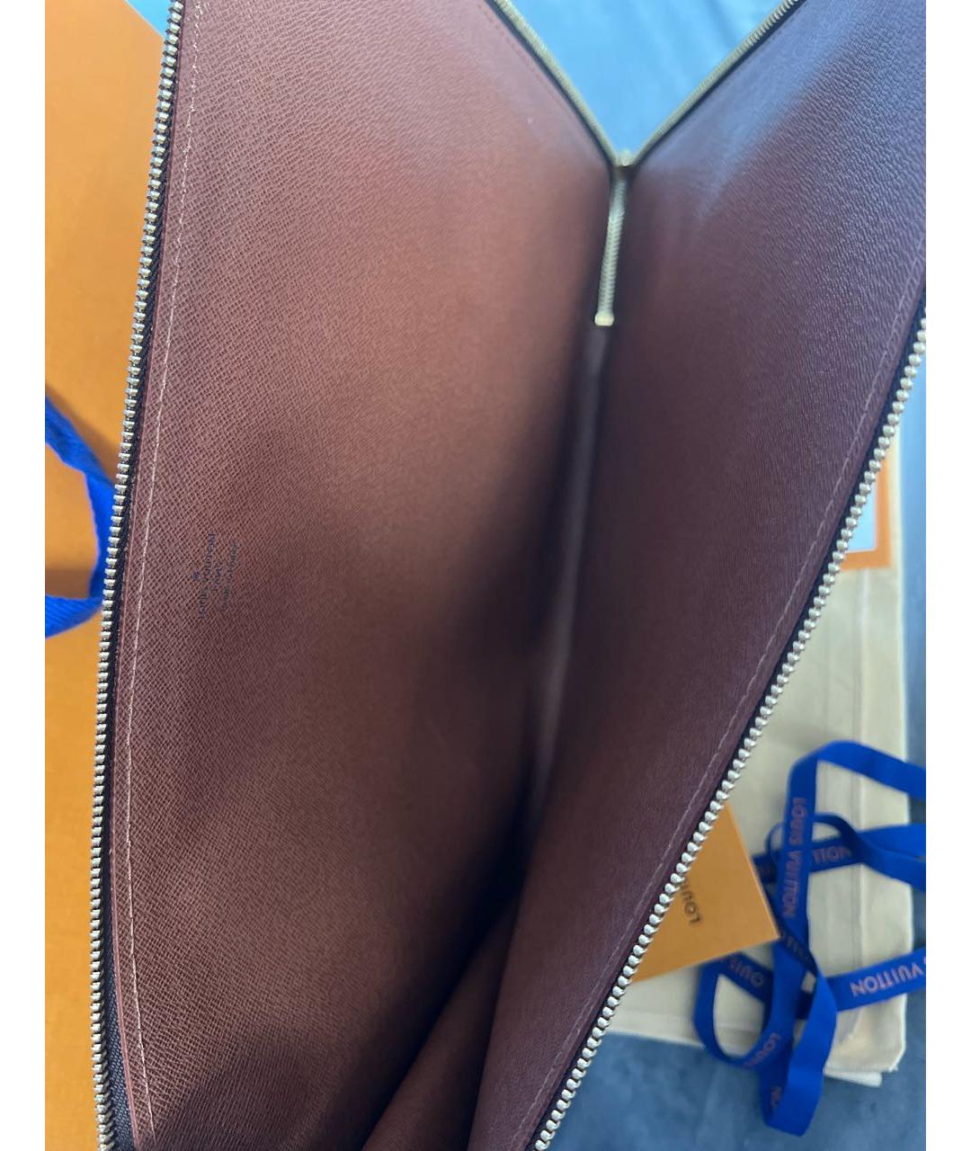 LOUIS VUITTON Коричневая кожаная папка для документов, фото 3