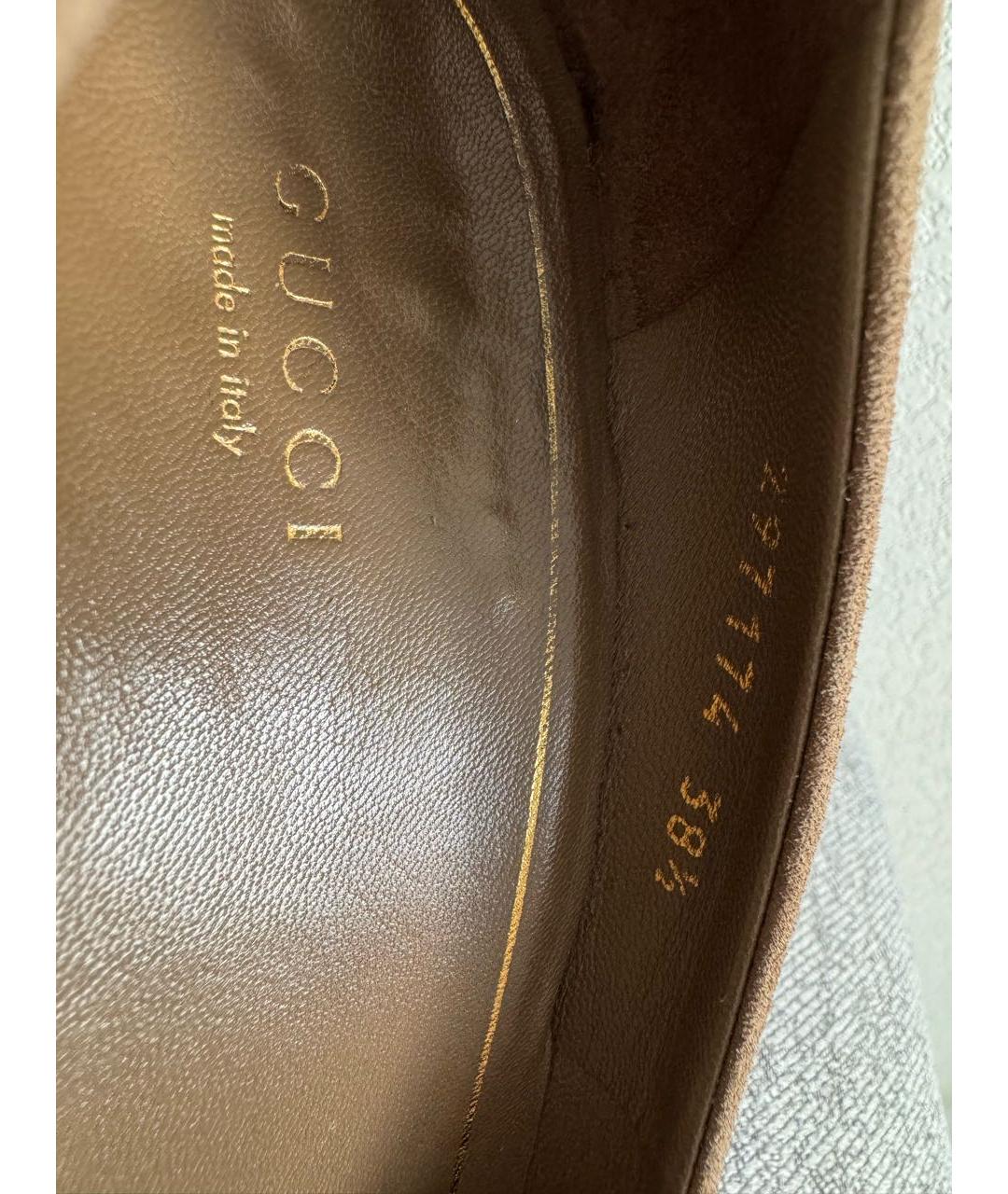 GUCCI Бежевые замшевые туфли, фото 5