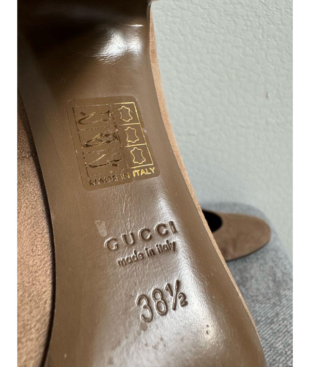 GUCCI Бежевые замшевые туфли, фото 6