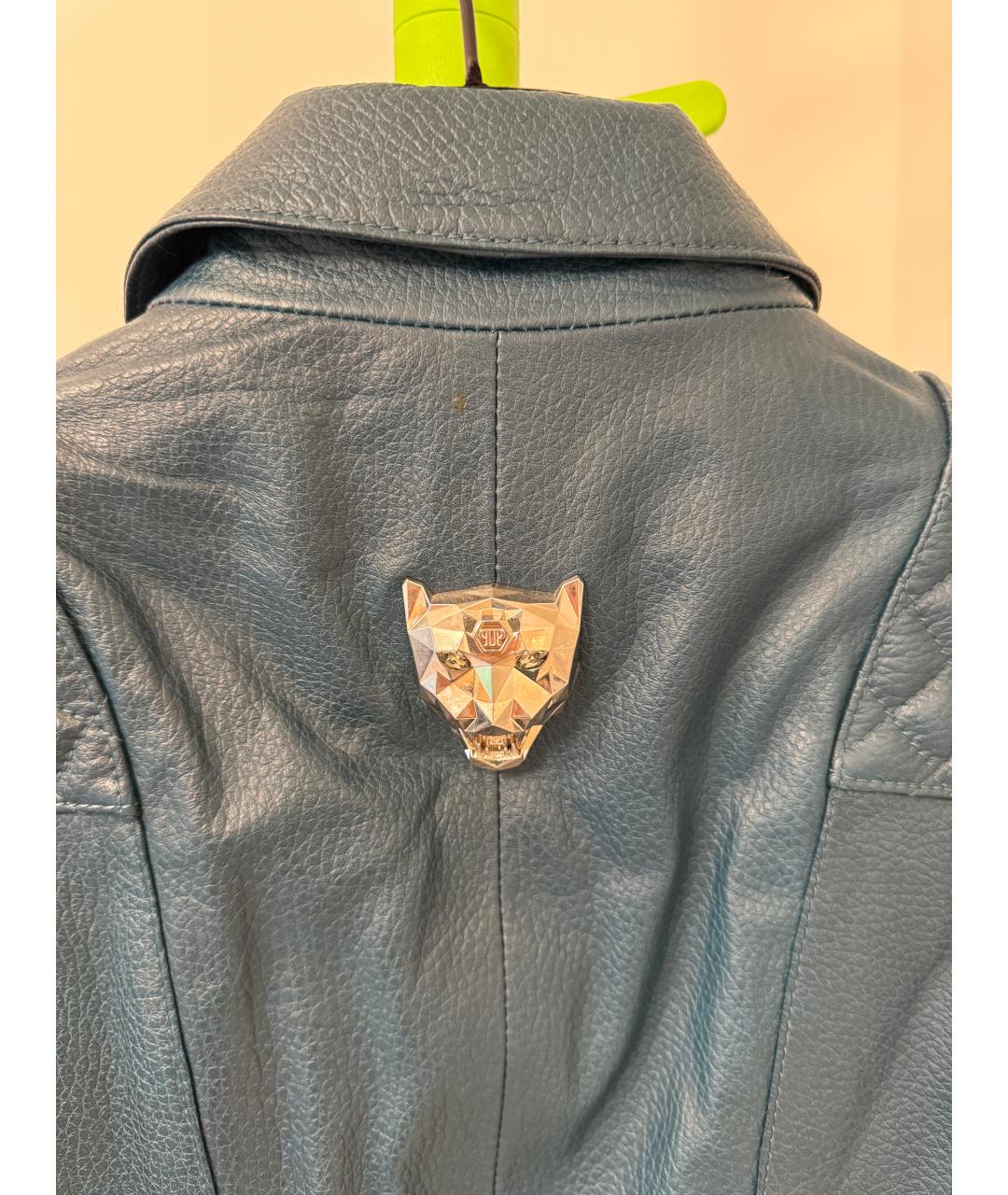 PHILIPP PLEIN Бирюзовая кожаная куртка, фото 5