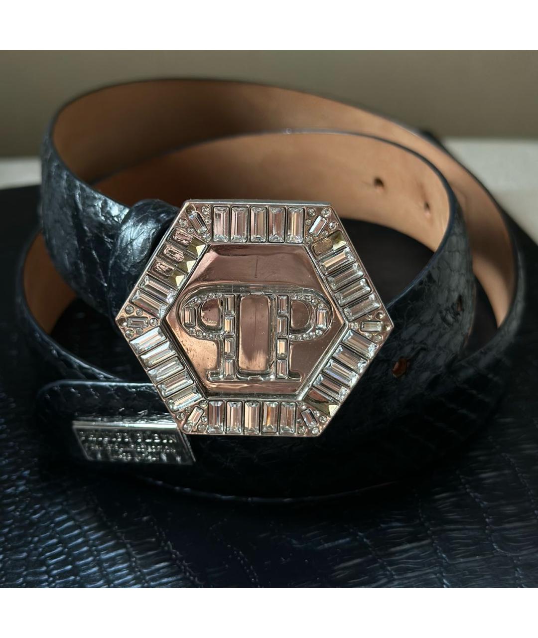 PHILIPP PLEIN Черный ремень из экзотической кожи, фото 8