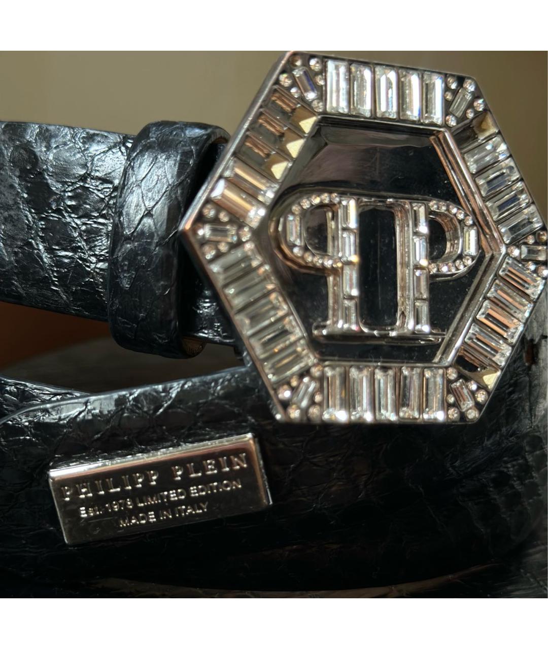 PHILIPP PLEIN Черный ремень из экзотической кожи, фото 2