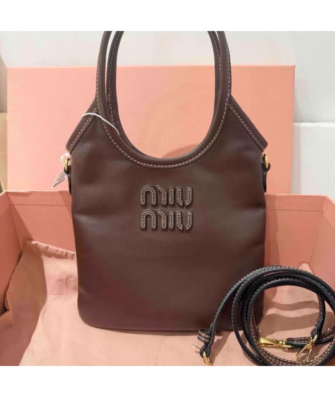 MIU MIU Коричневая кожаная сумка через плечо, фото 2