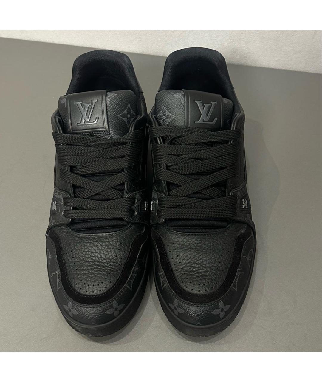 LOUIS VUITTON Черные кожаные низкие кроссовки / кеды, фото 2
