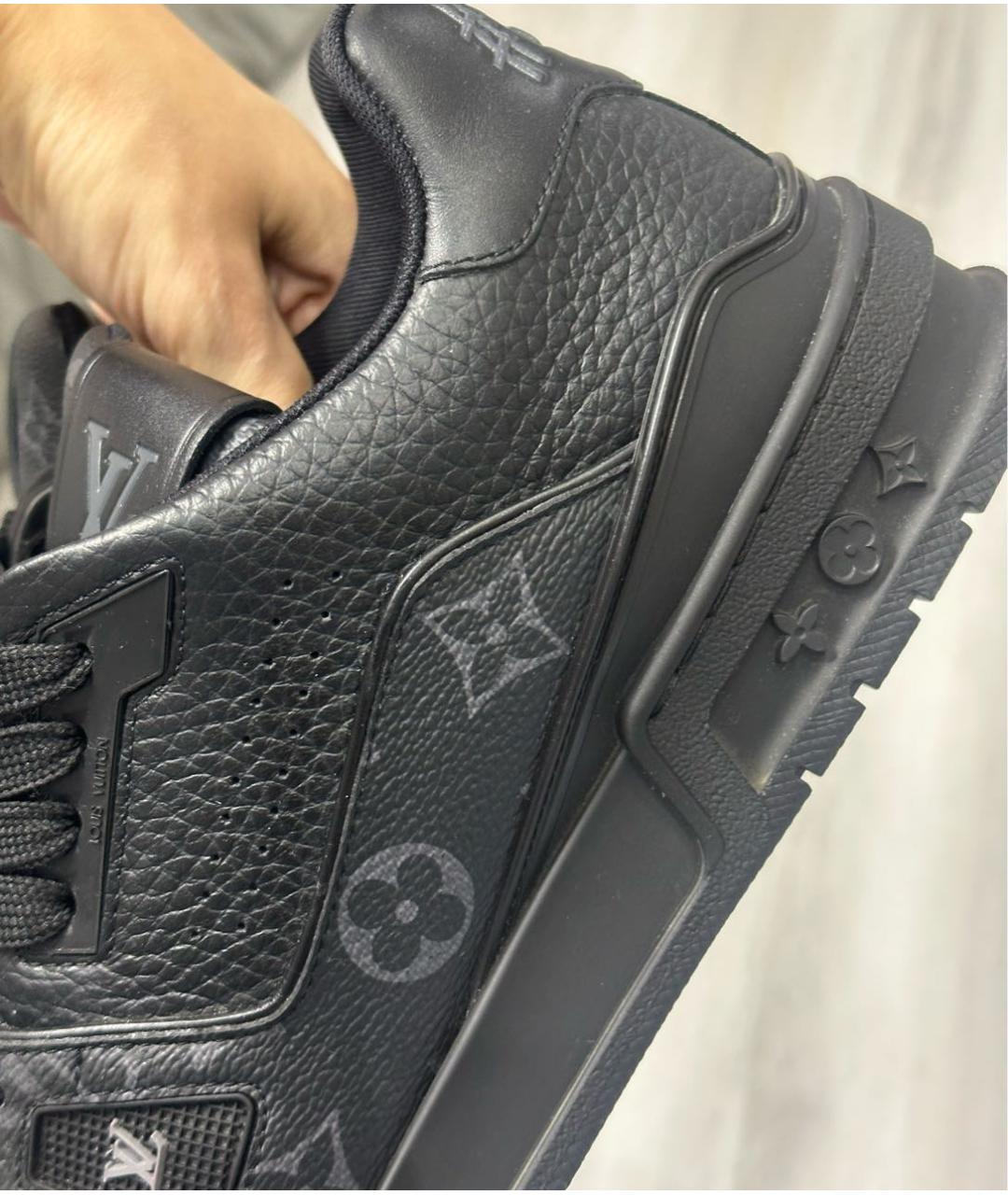 LOUIS VUITTON Черные кожаные низкие кроссовки / кеды, фото 7