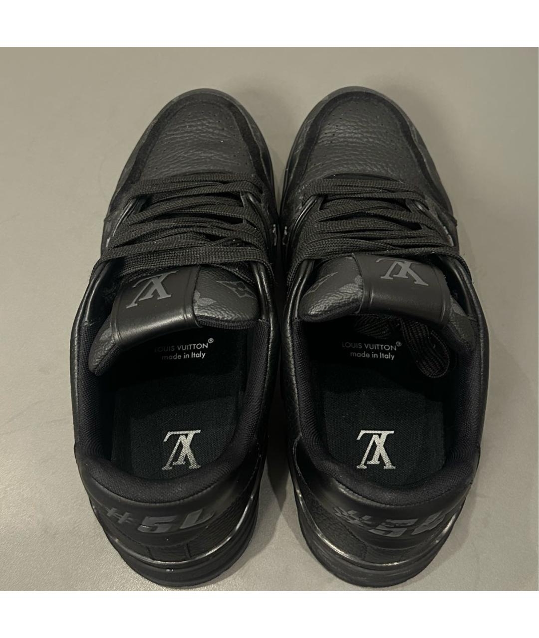 LOUIS VUITTON Черные кожаные низкие кроссовки / кеды, фото 3