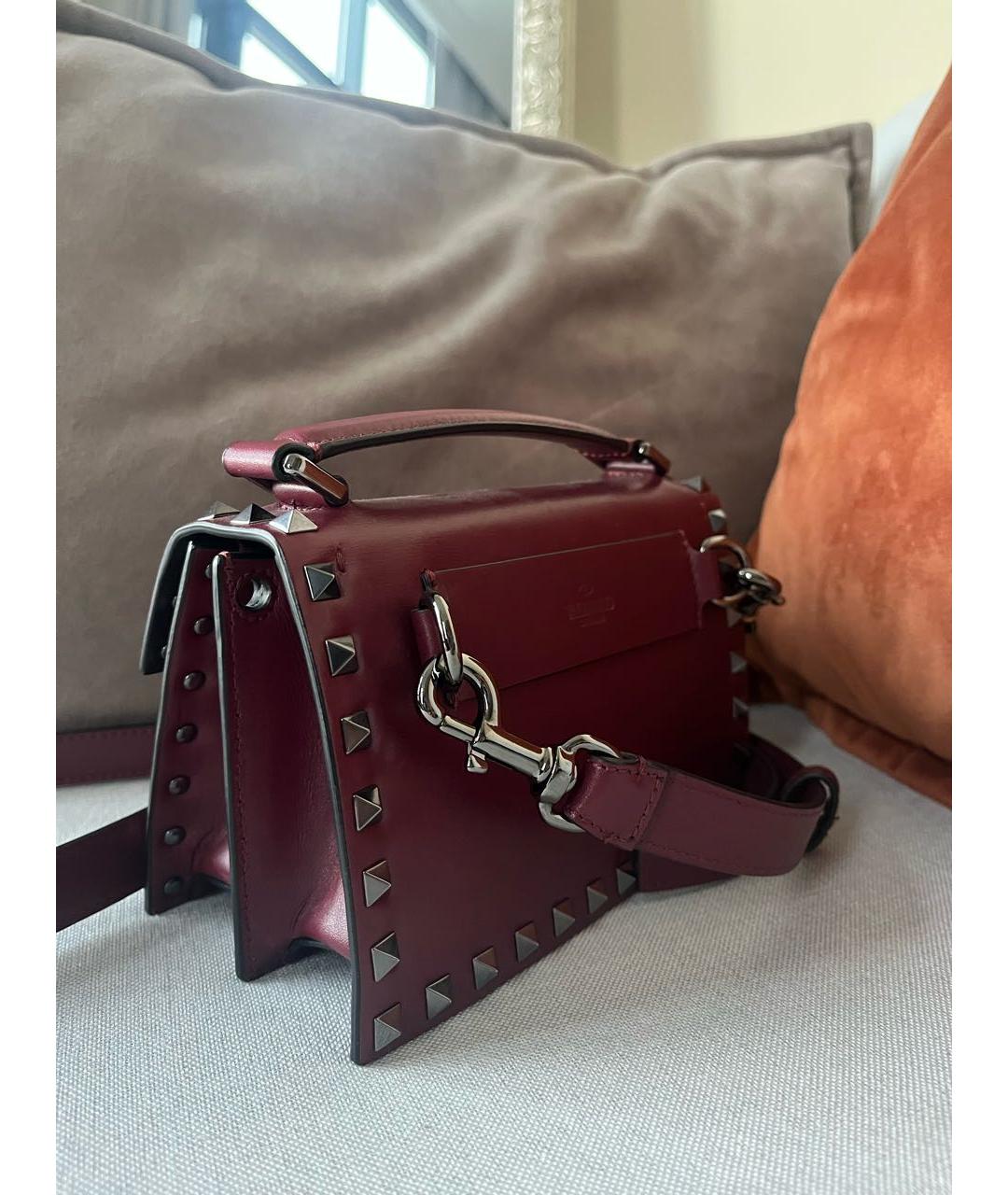 VALENTINO Бордовая кожаная сумка через плечо, фото 2