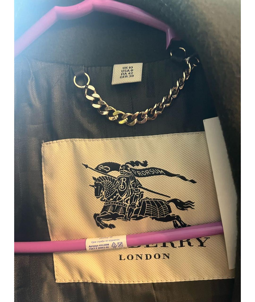 BURBERRY Хаки пальто, фото 4