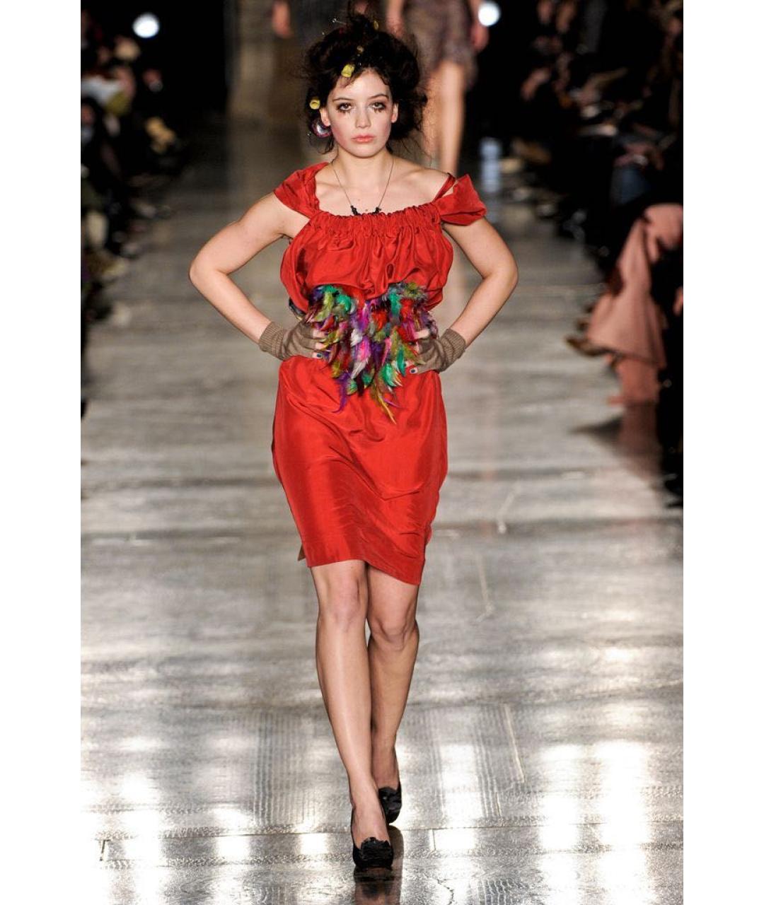 VIVIENNE WESTWOOD Красное шелковое коктейльное платье, фото 2