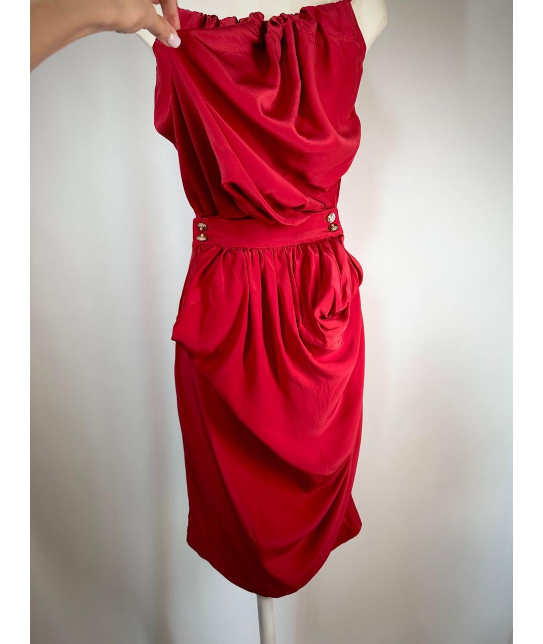 VIVIENNE WESTWOOD Красное шелковое коктейльное платье, фото 4