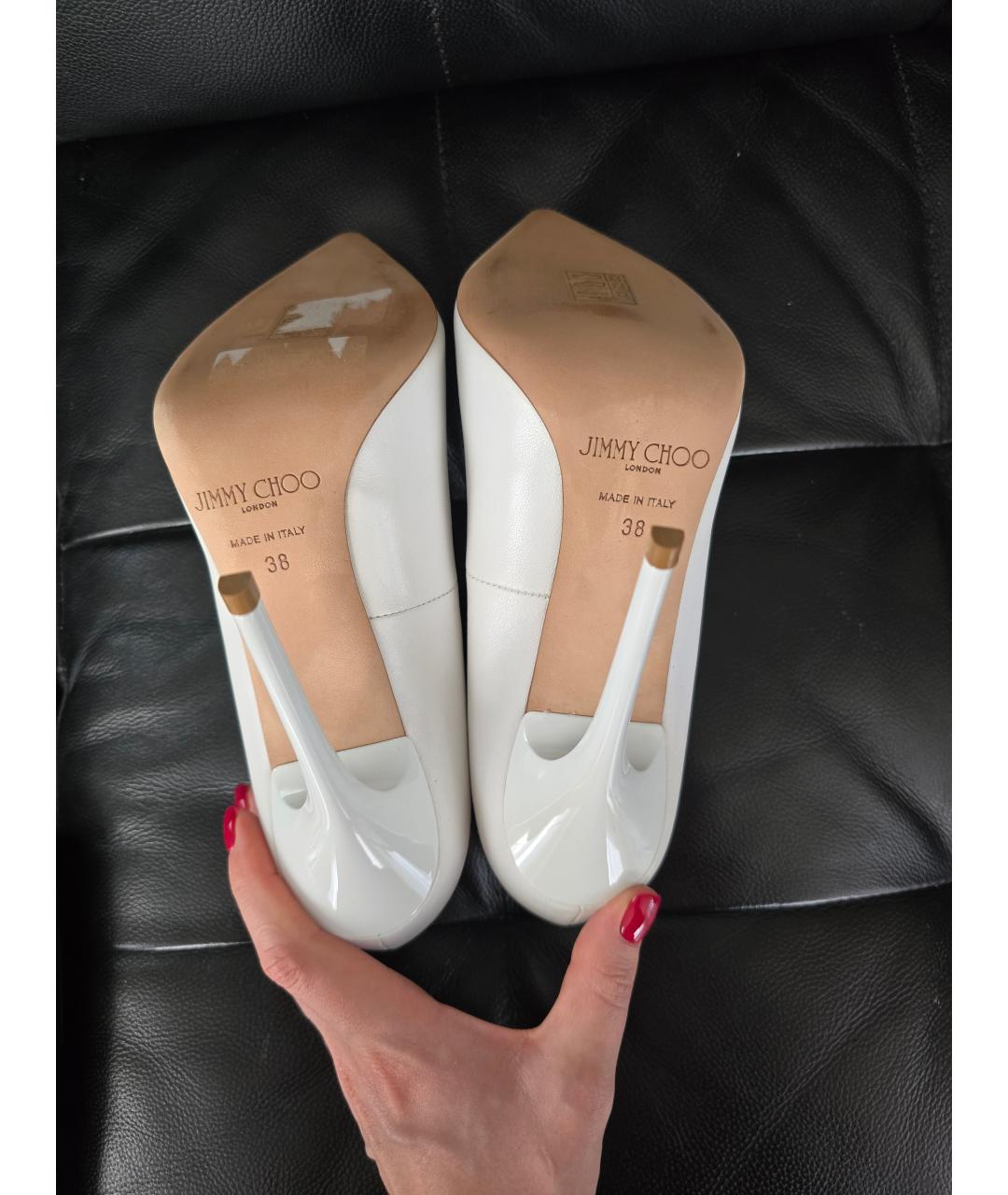 JIMMY CHOO Белые кожаные туфли, фото 5