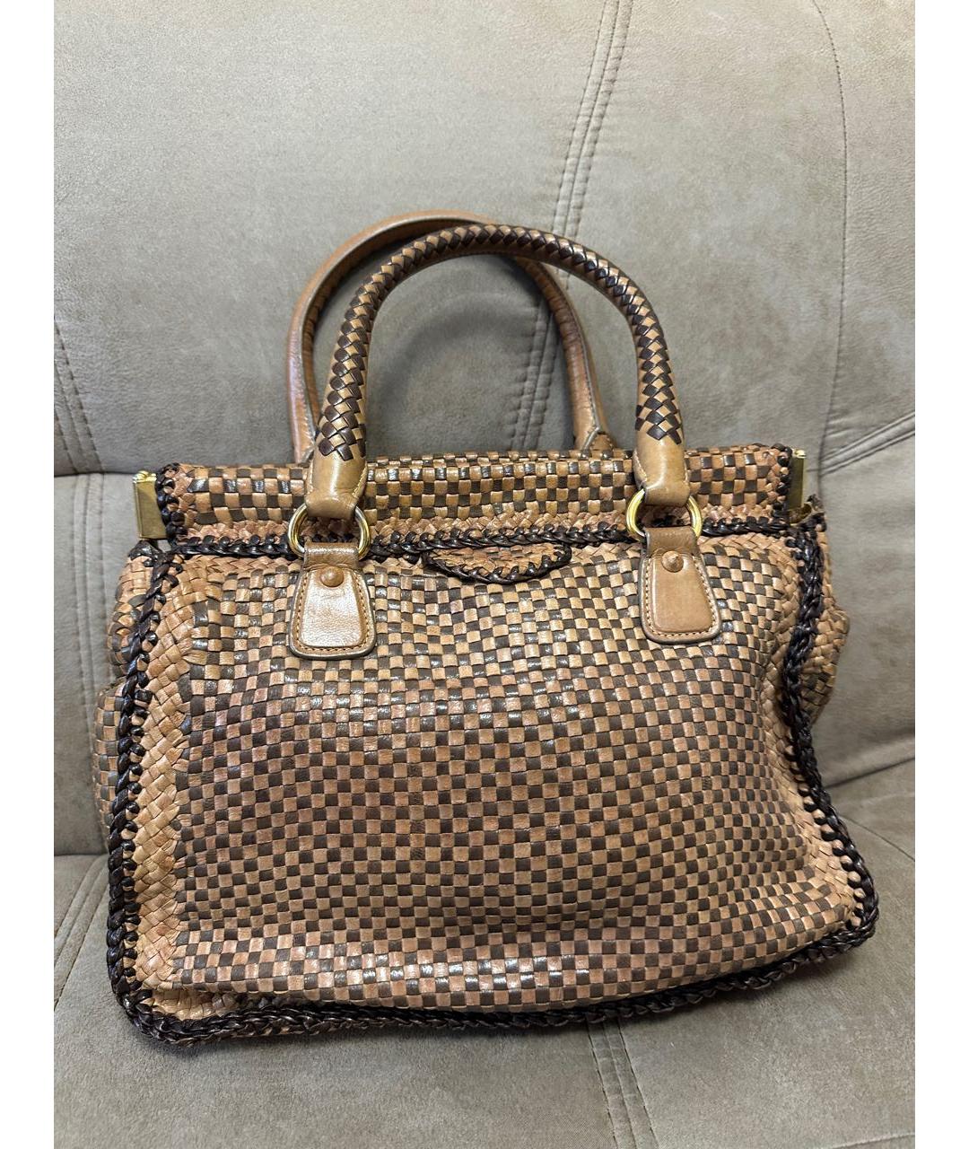 PRADA Коричневая кожаная сумка тоут, фото 9