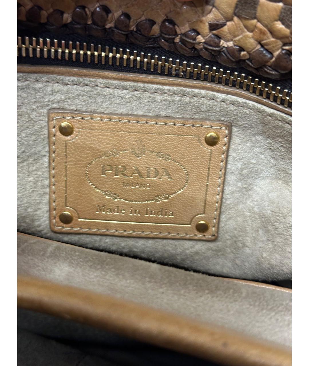 PRADA Коричневая кожаная сумка тоут, фото 6