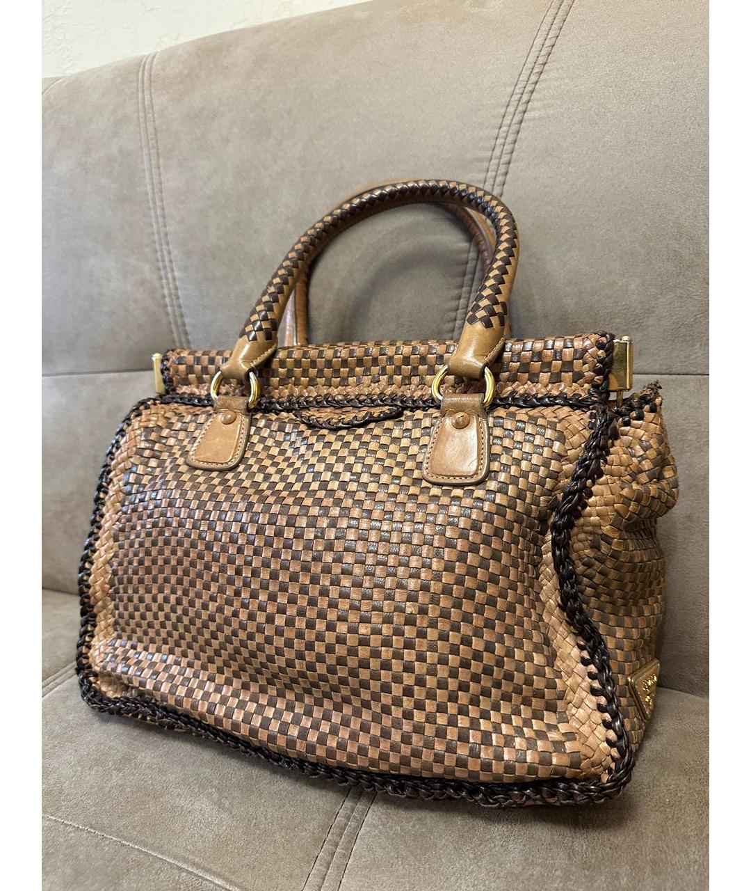 PRADA Коричневая кожаная сумка тоут, фото 2