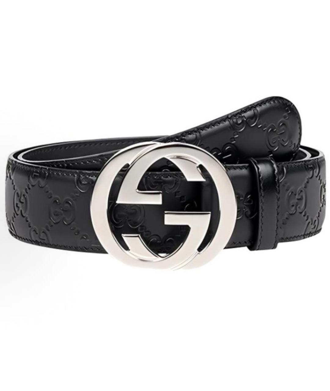 GUCCI Черный кожаный ремень, фото 1