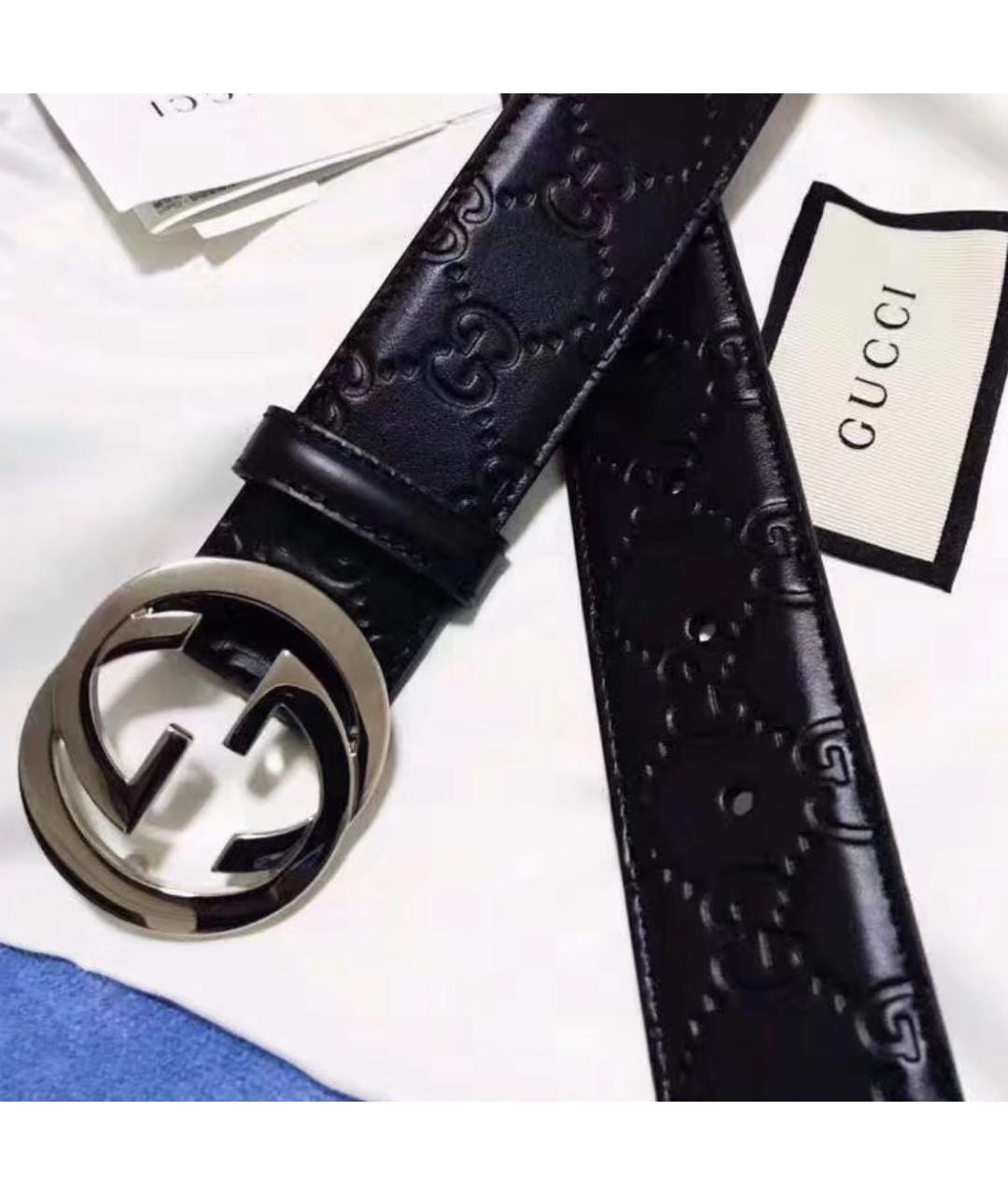 GUCCI Черный кожаный ремень, фото 4