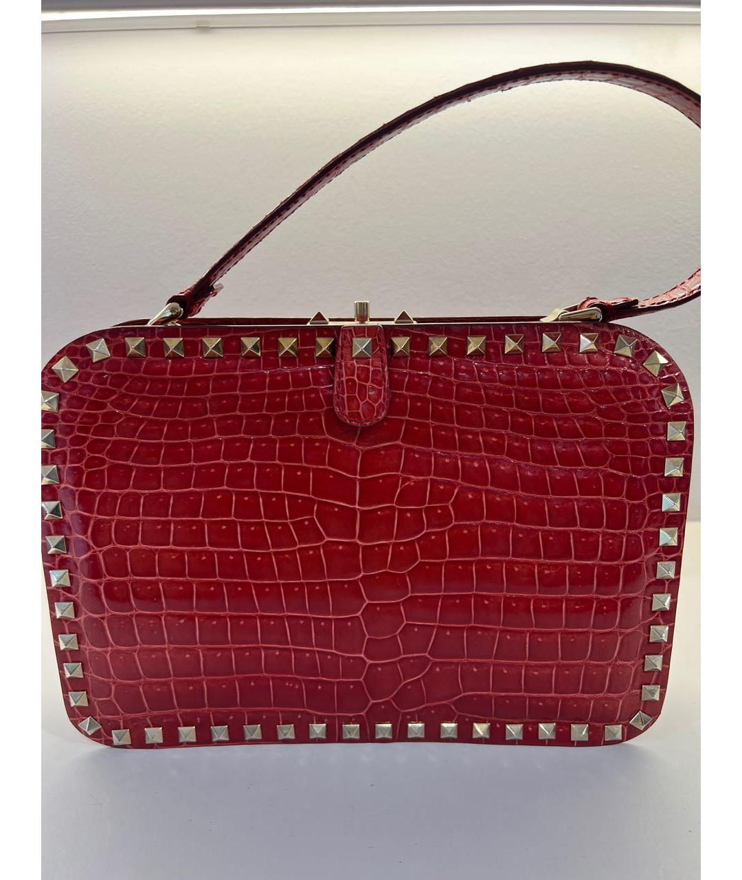 VALENTINO Бордовая сумка с короткими ручками из экзотической кожи, фото 3