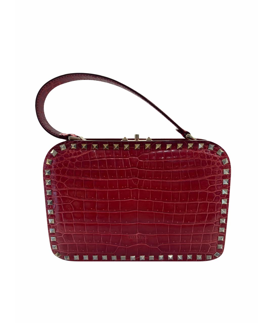 VALENTINO Бордовая сумка с короткими ручками из экзотической кожи, фото 1