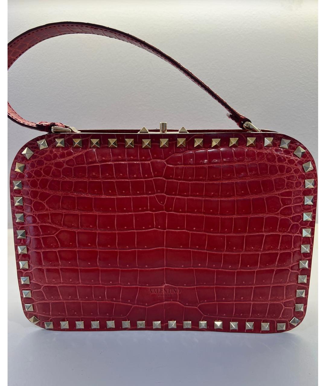 VALENTINO Бордовая сумка с короткими ручками из экзотической кожи, фото 6