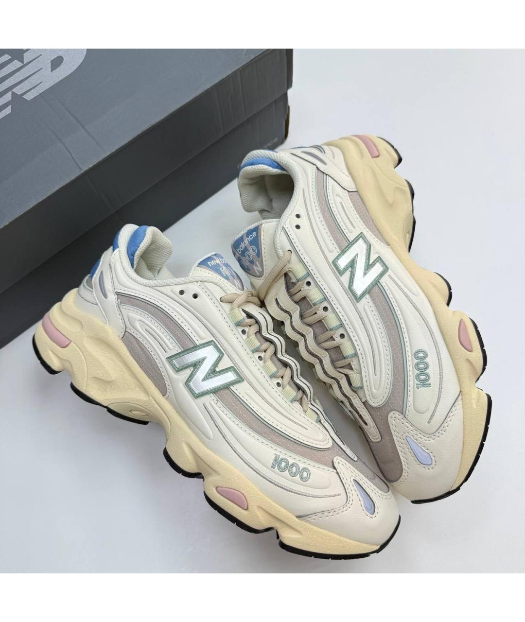 NEW BALANCE Бежевые низкие кроссовки / кеды из искусственной кожи, фото 2