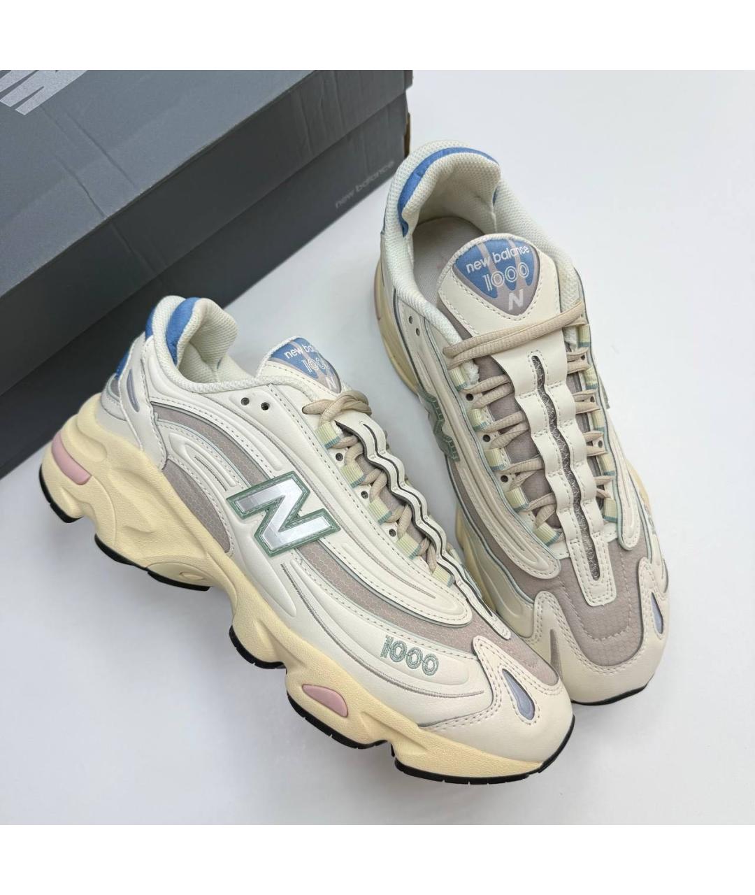 NEW BALANCE Бежевые низкие кроссовки / кеды из искусственной кожи, фото 3