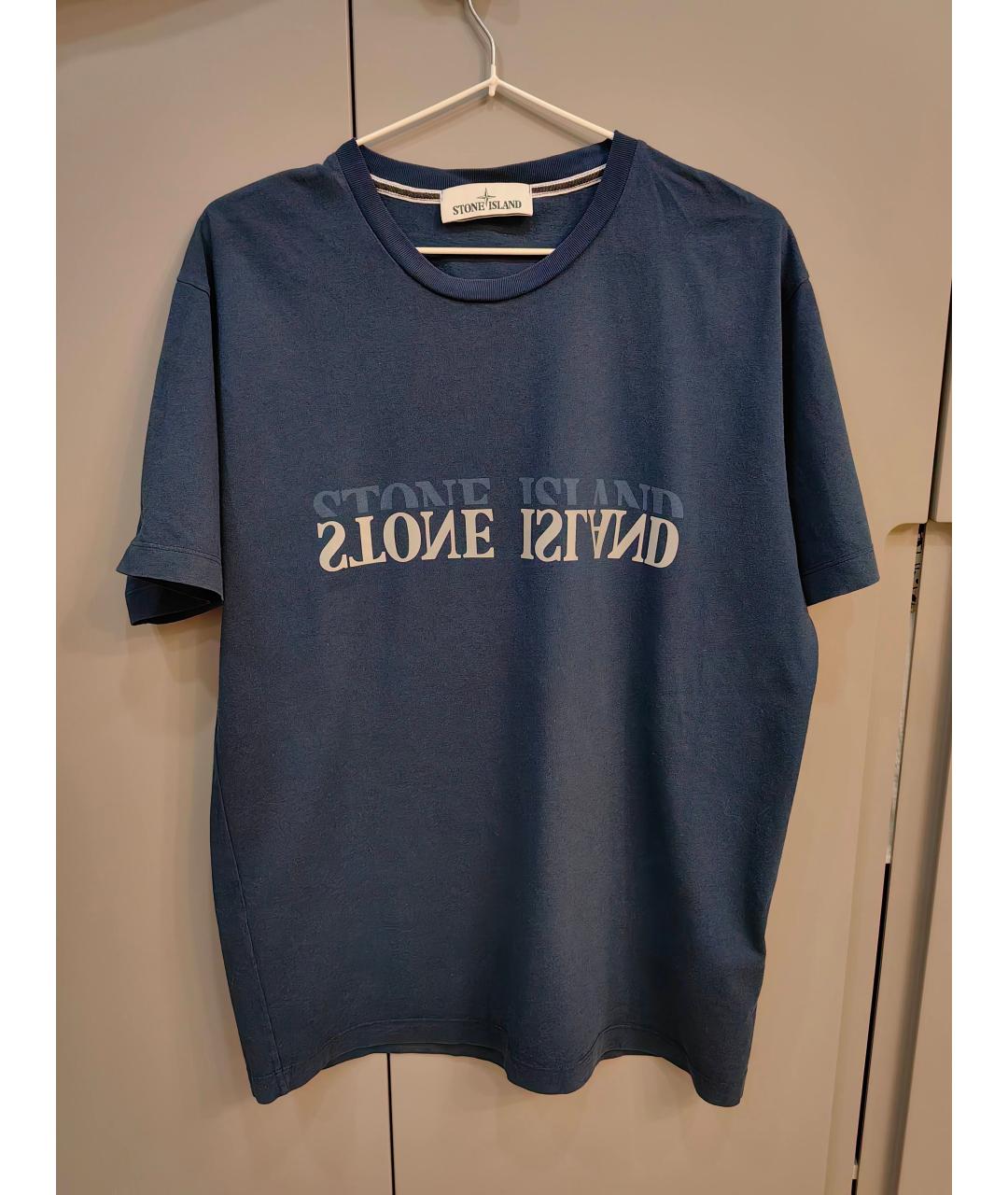 STONE ISLAND Темно-синяя хлопковая футболка, фото 5