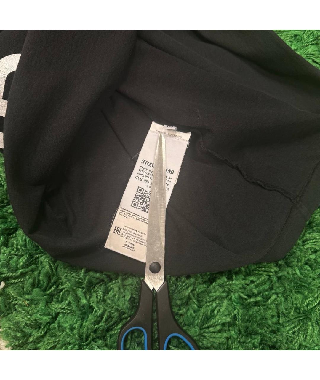 STONE ISLAND Черная хлопковая футболка, фото 4