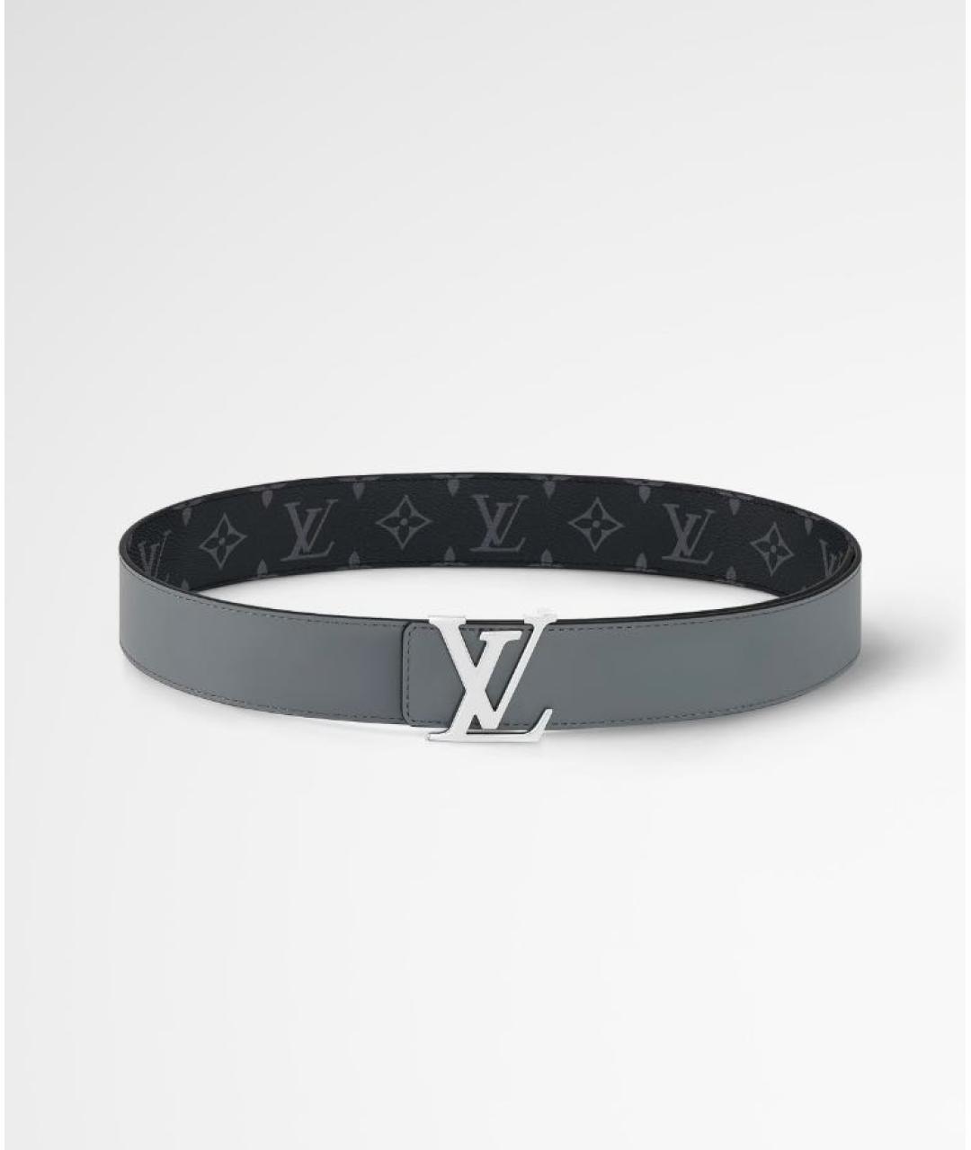 LOUIS VUITTON Антрацитовый кожаный ремень, фото 3