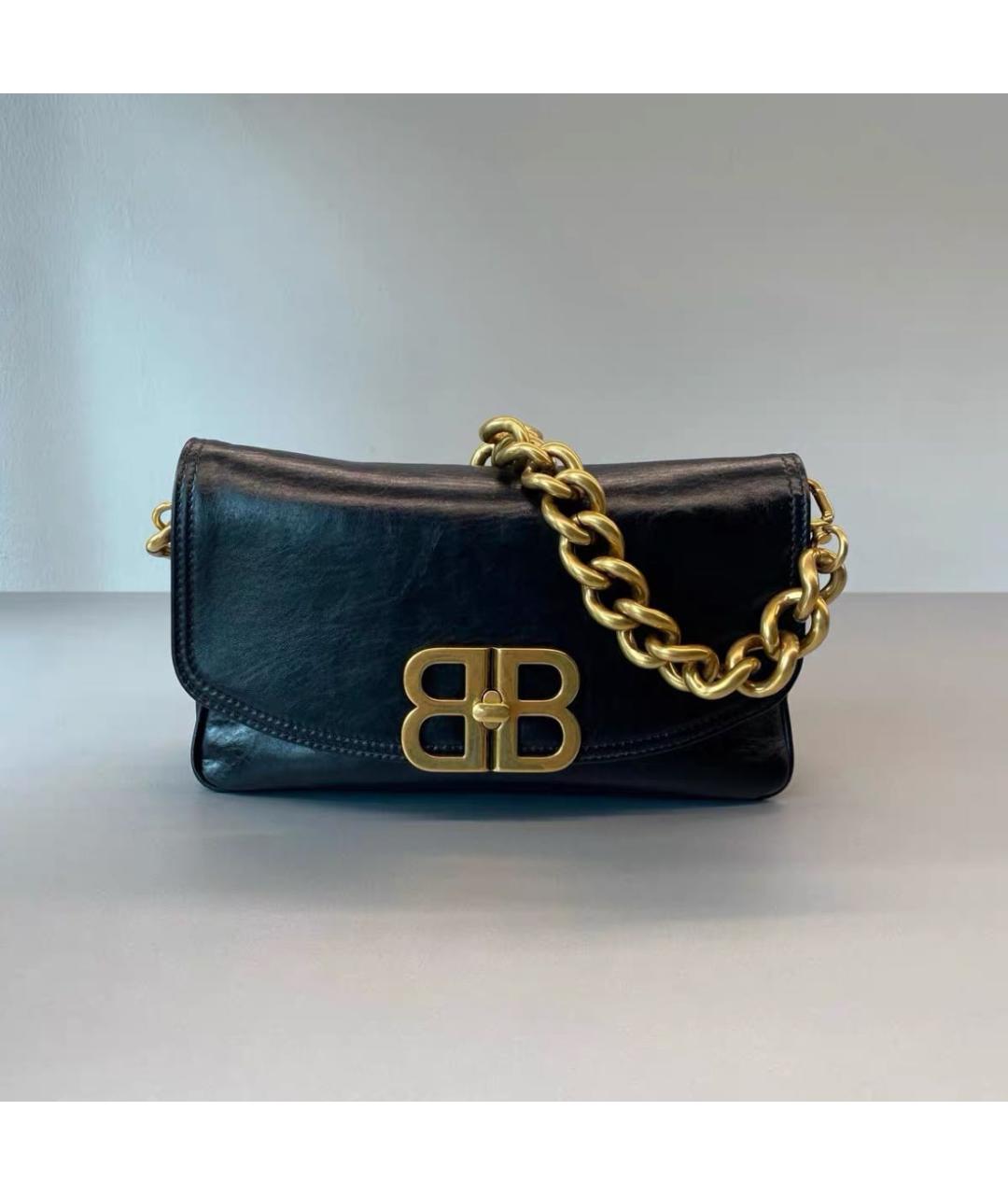 BALENCIAGA Черная кожаная сумка через плечо, фото 2