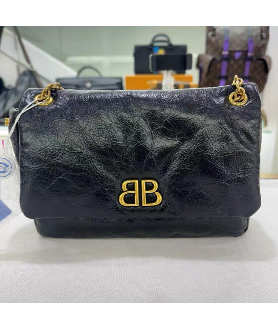 BALENCIAGA Черная кожаная сумка через плечо, фото 2