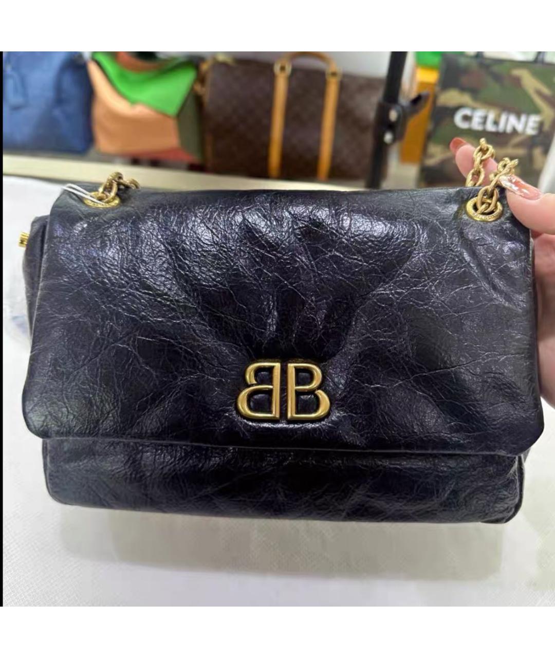BALENCIAGA Черная кожаная сумка через плечо, фото 3