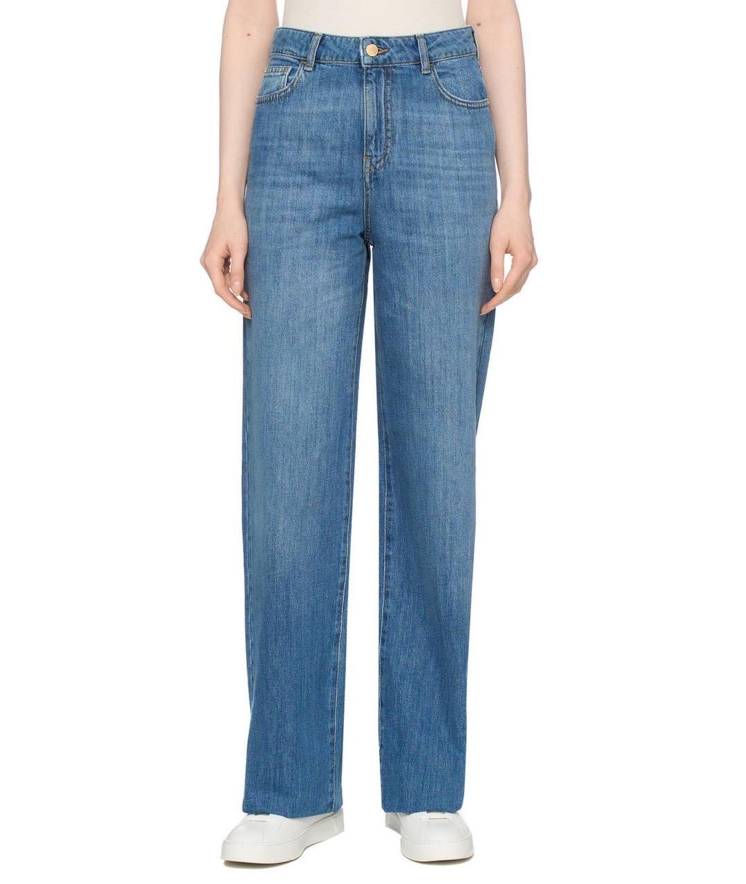 EMPORIO ARMANI Синие хлопковые прямые джинсы, фото 3