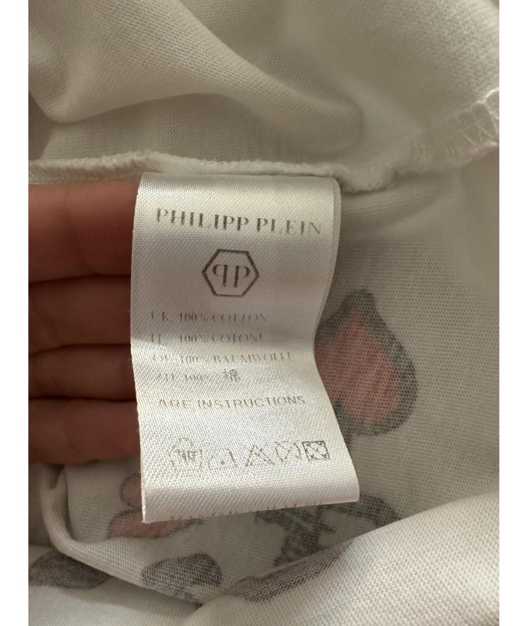PHILIPP PLEIN Белая хлопковая футболка, фото 8