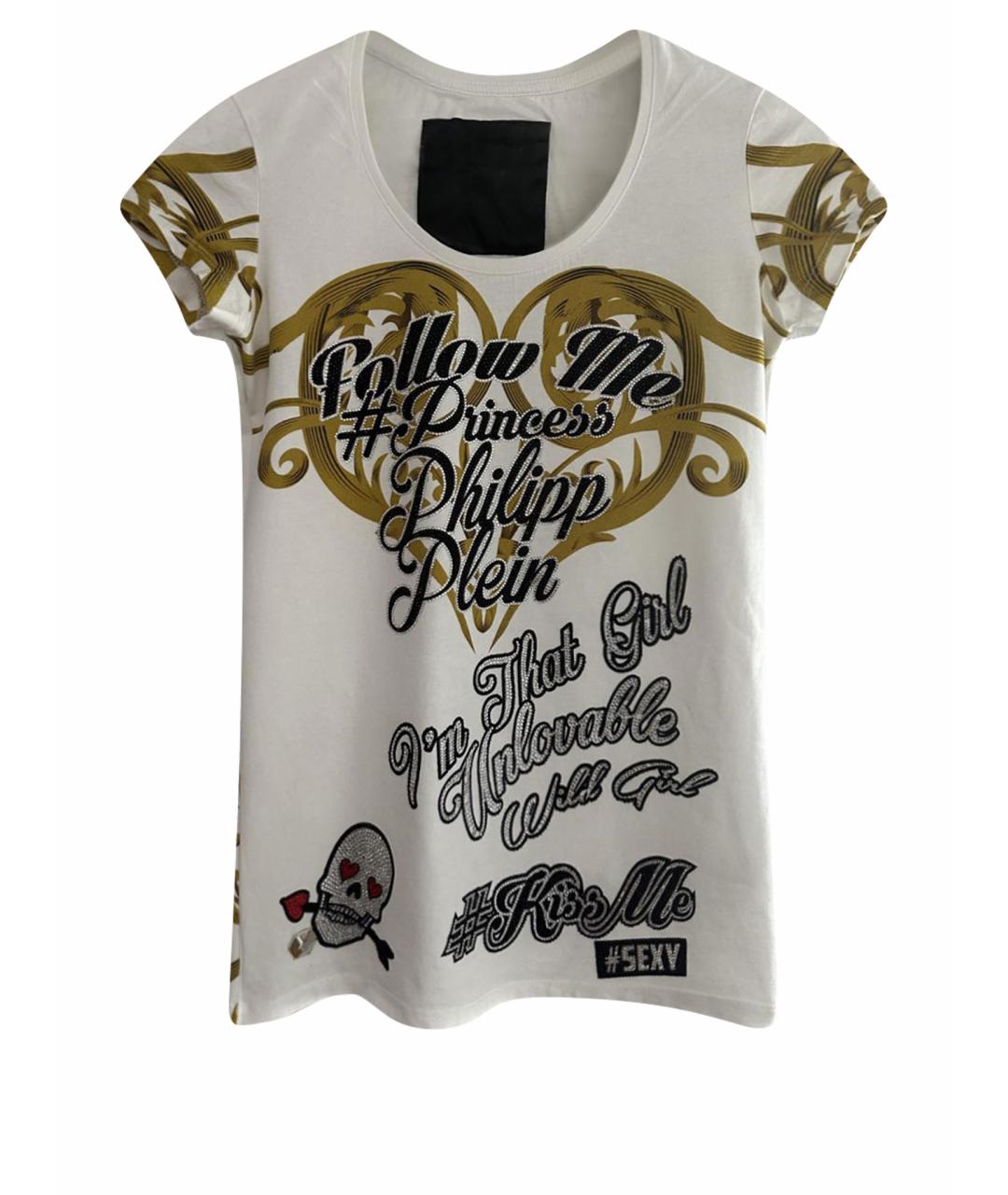PHILIPP PLEIN Белая хлопковая футболка, фото 1