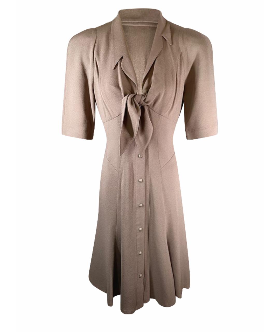 THIERRY MUGLER VINTAGE Бежевое ацетатное коктейльное платье, фото 1