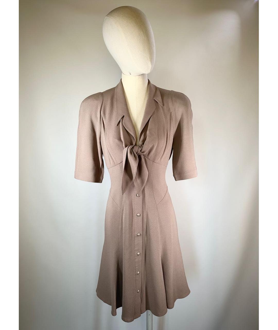 THIERRY MUGLER VINTAGE Бежевое ацетатное коктейльное платье, фото 9