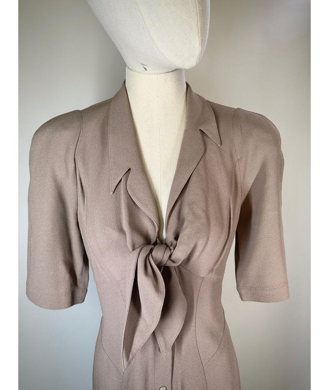 THIERRY MUGLER VINTAGE Бежевое ацетатное коктейльное платье, фото 2