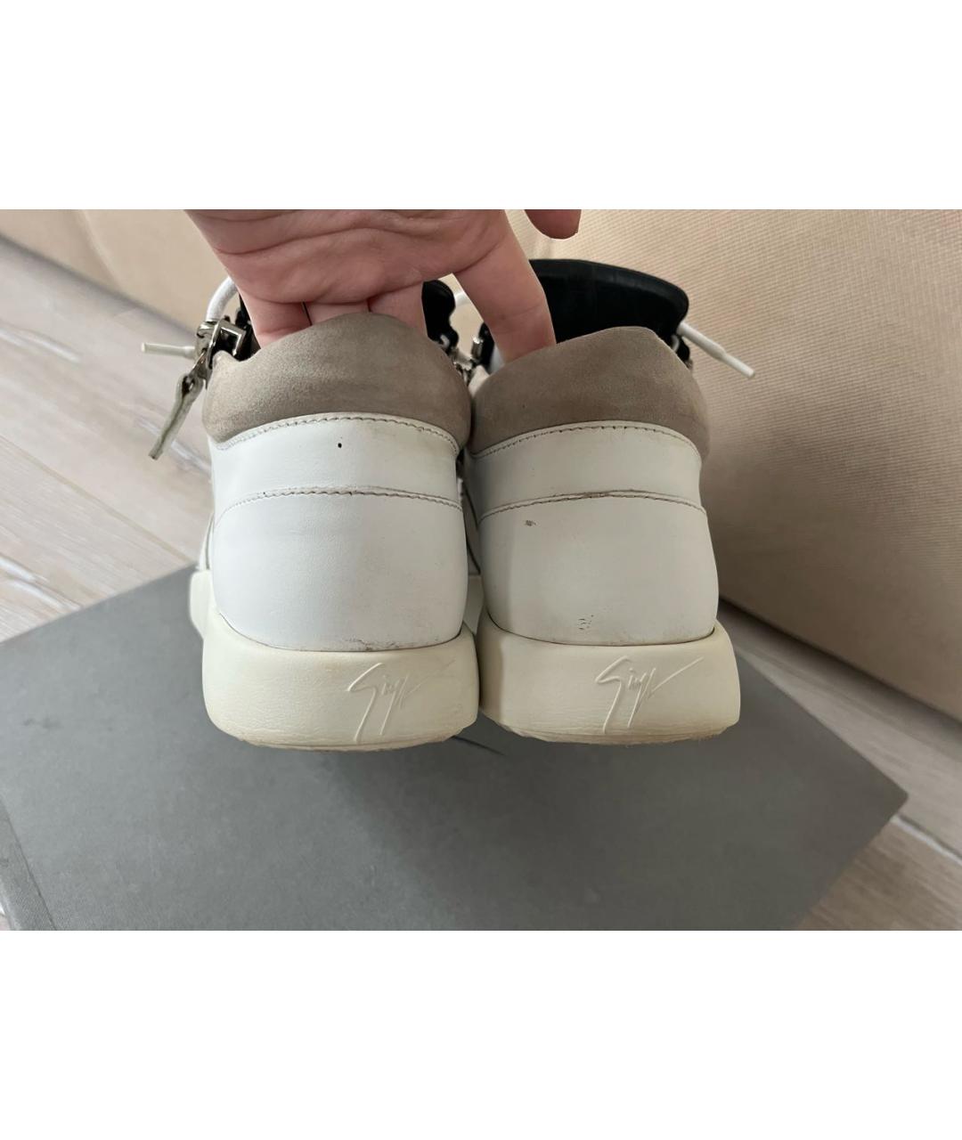 GIUSEPPE ZANOTTI DESIGN Белые кожаные кеды, фото 4