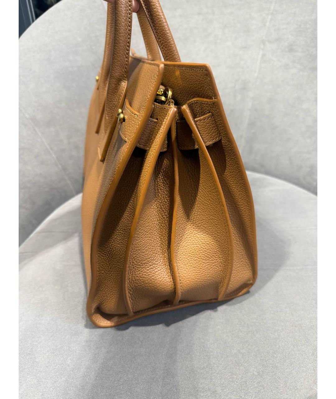 SAINT LAURENT Коричневая кожаная сумка тоут, фото 3