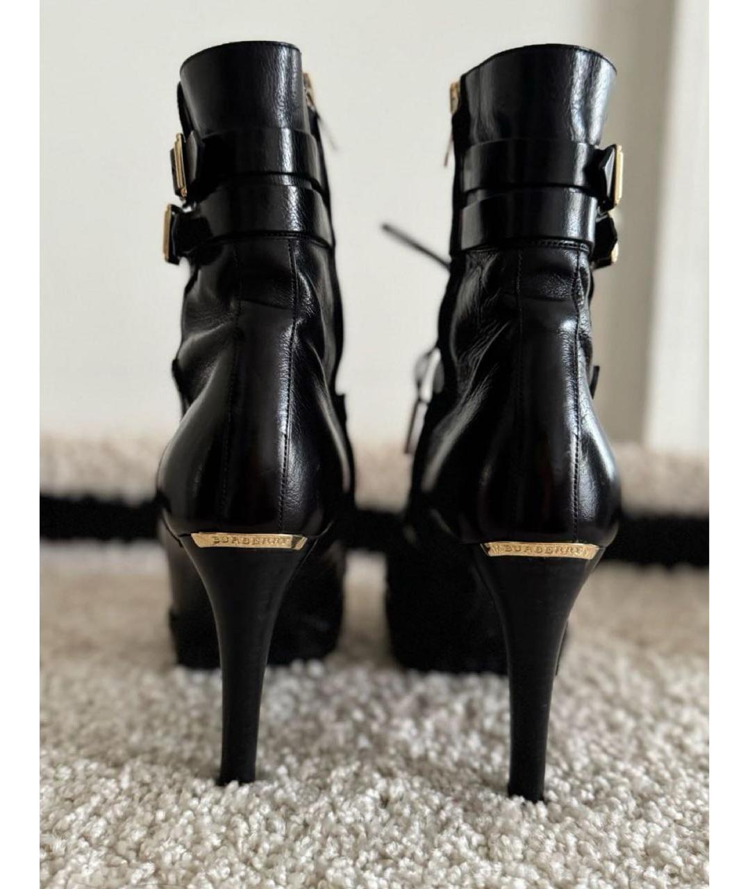 BURBERRY Черные кожаные полусапоги, фото 4