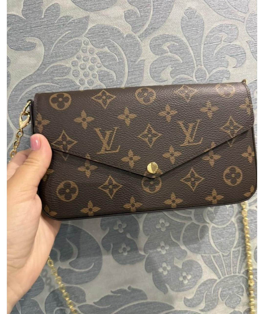 LOUIS VUITTON Коричневая кожаная сумка через плечо, фото 7