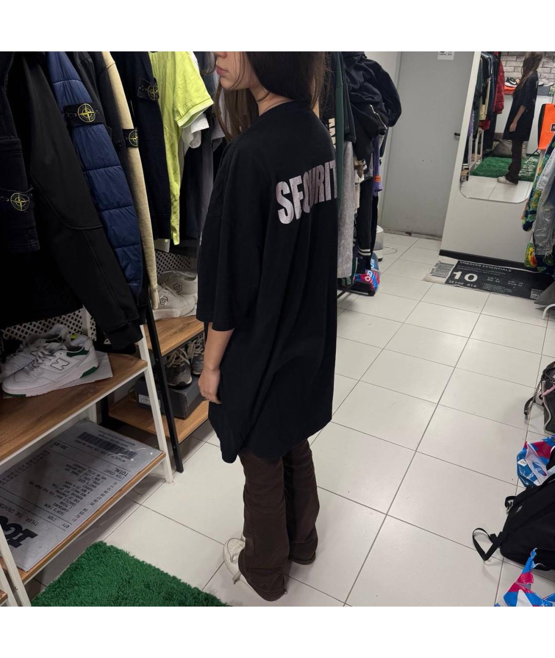 VETEMENTS Черная хлопковая футболка, фото 3