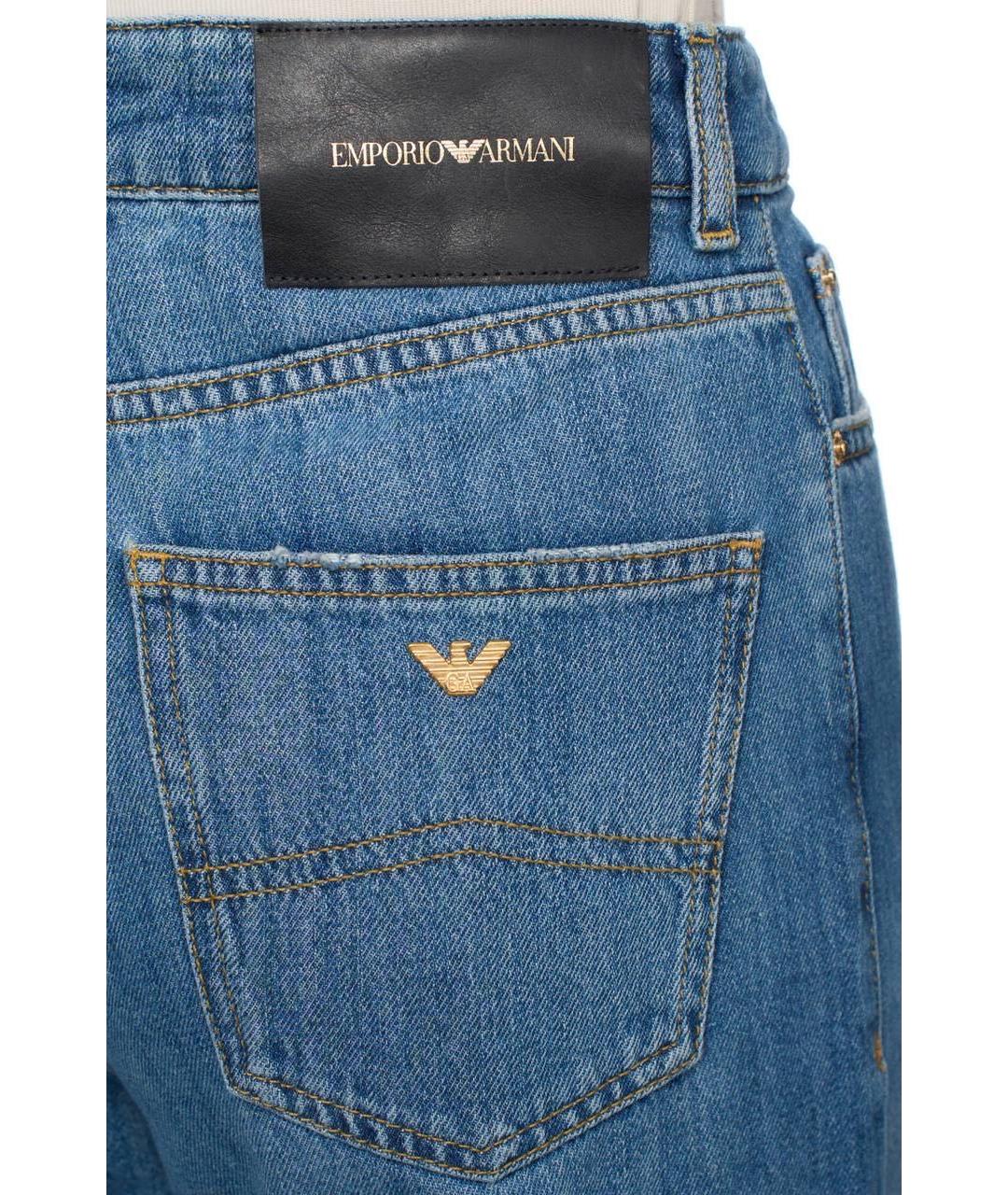 EMPORIO ARMANI Синие хлопковые прямые джинсы, фото 5